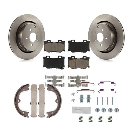 Rear Disc Rotors Ceramic Pads Parking Shoes & Hardware Kit For INFINITI Q50 M37 FX50 QX70 K8C-104354