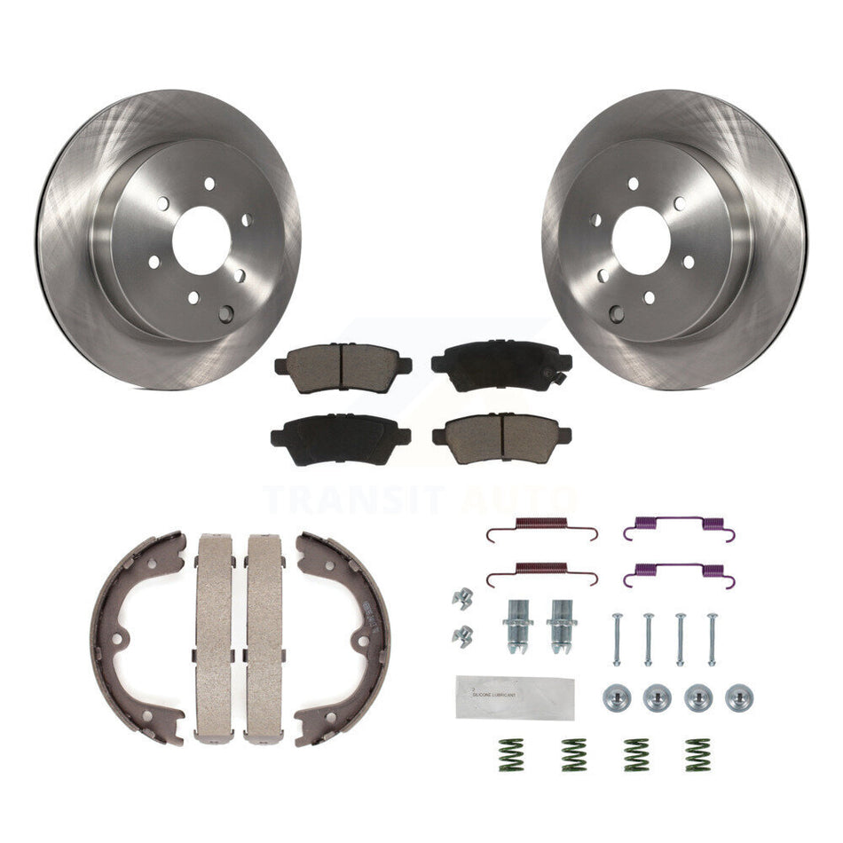 Rear Disc Rotors Ceramic Pads Parking Shoes Hardware Kit For 2005-2012 Nissan Pathfinder K8C-104358
