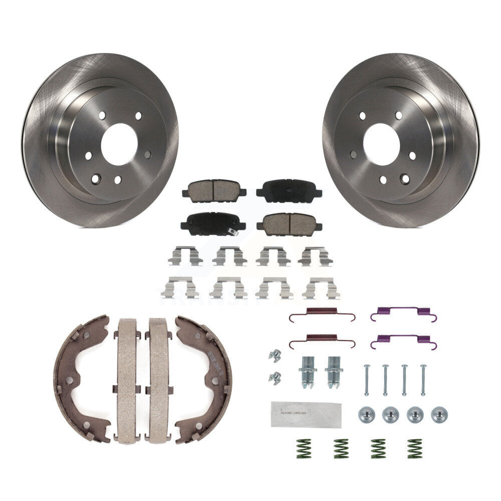 Rear Disc Rotors Ceramic Pads Parking Shoes And Hardware Kit For INFINITI G35 Nissan 350Z K8C-104366