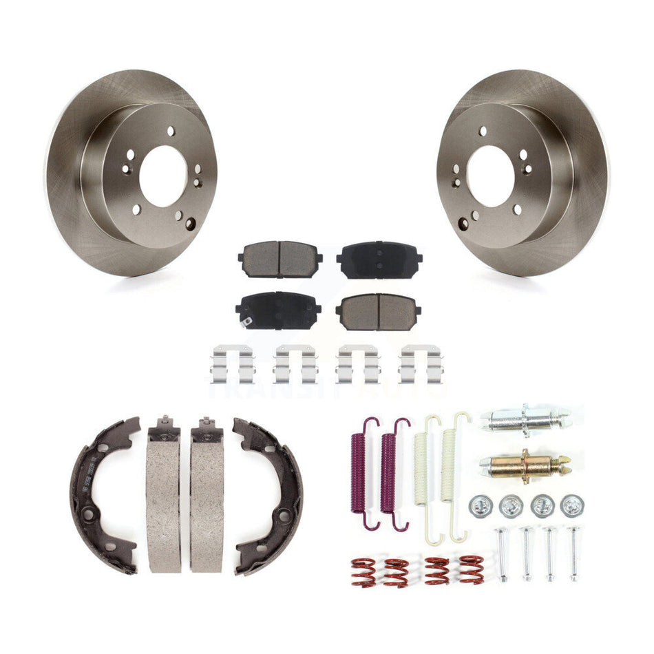 Rear Disc Rotors Ceramic Pads Parking Brake Shoes & Hardware Kit For 2007-2010 Kia Rondo K8C-104369
