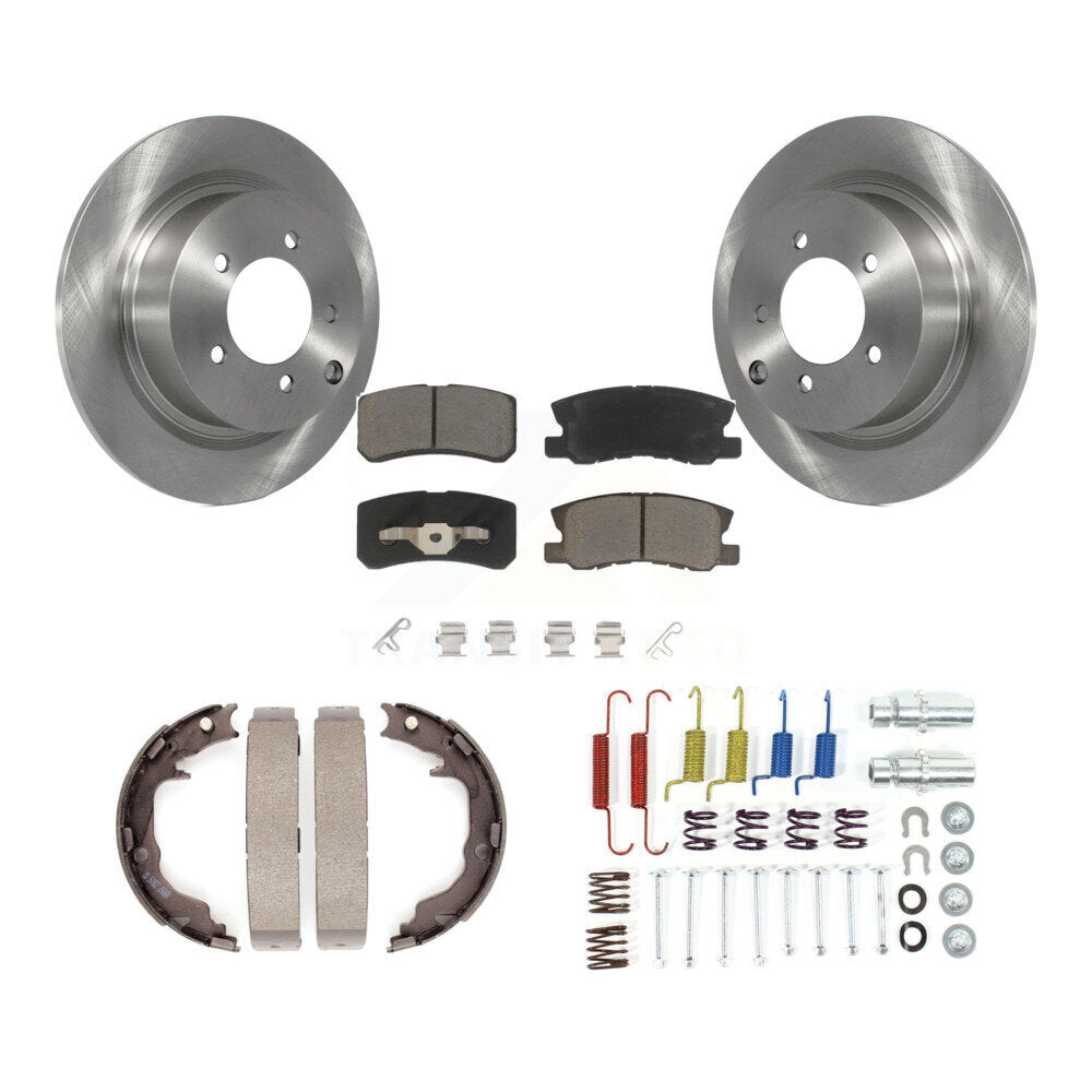 Rear Disc Rotors Ceramic Pads Parking Shoes Hardware Kit For Mitsubishi Lancer Outlander K8C-104405