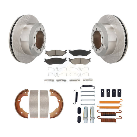 Rear Disc Rotors Ceramic Pads Parking Shoes Hardware Kit For Ford F-450 Super Duty F-550 K8C-104466