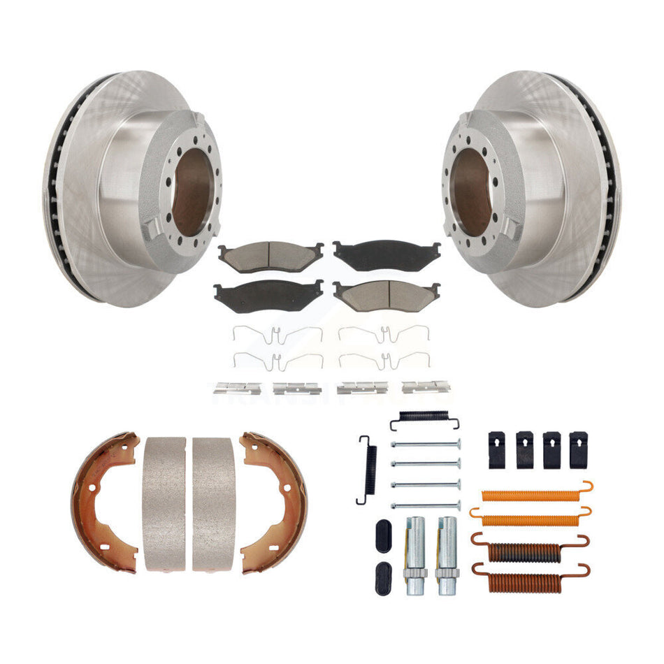 Rear Disc Rotors Ceramic Pads Parking Shoes Hardware Kit For Ford F-450 Super Duty F-550 K8C-104466