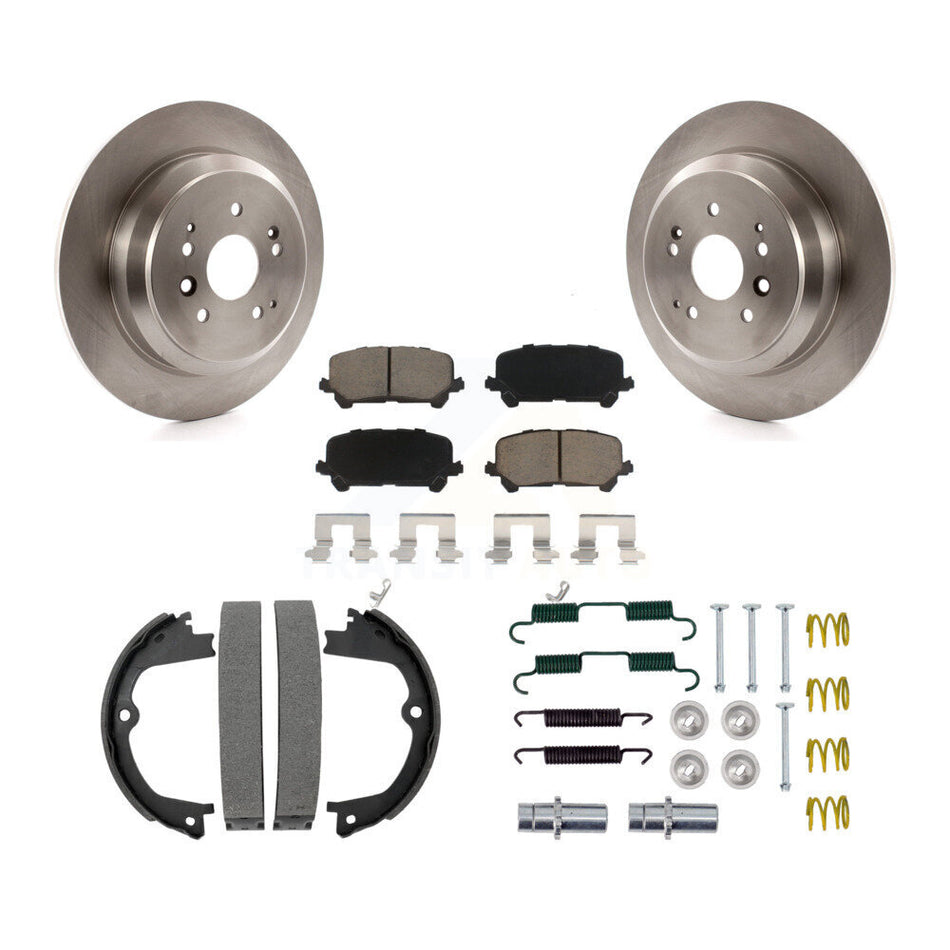 Rear Disc Rotors Ceramic Pads Parking Brake Shoes & Hardware Kit For 2014-2016 Acura MDX K8C-104494