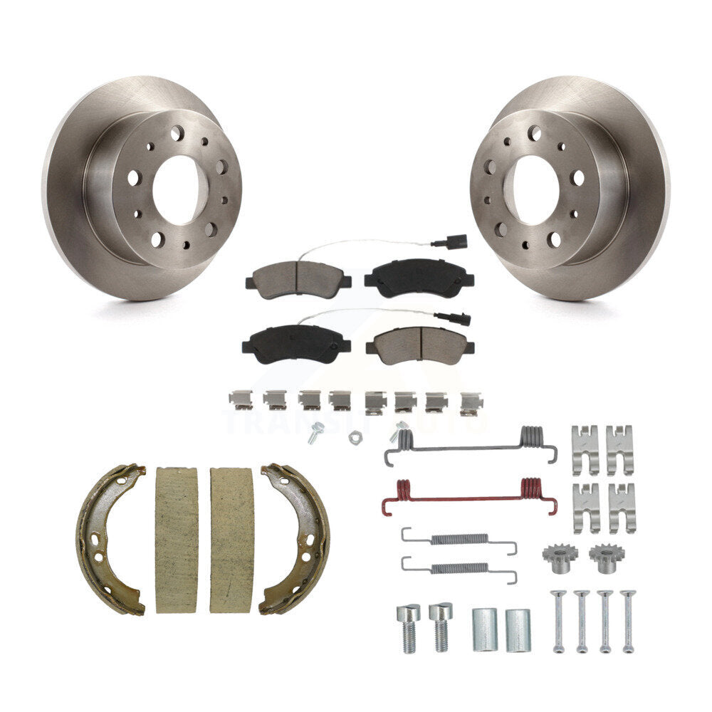 Rear Disc Rotors Ceramic Pads Parking Shoes Hardware Kit For Ram ProMaster 2500 3500 1500 K8C-104501