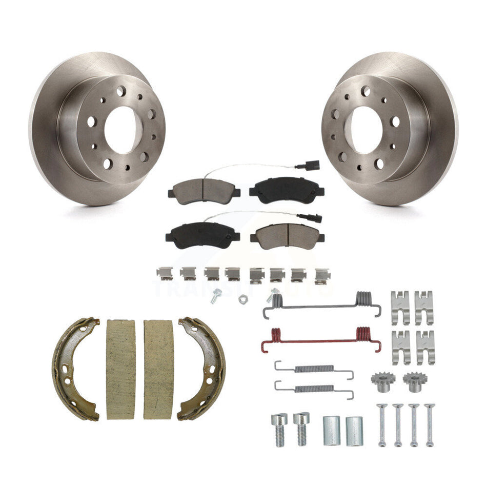 Rear Disc Rotors Ceramic Pads Parking Shoes Hardware Kit For Ram ProMaster 2500 3500 1500 K8C-104501