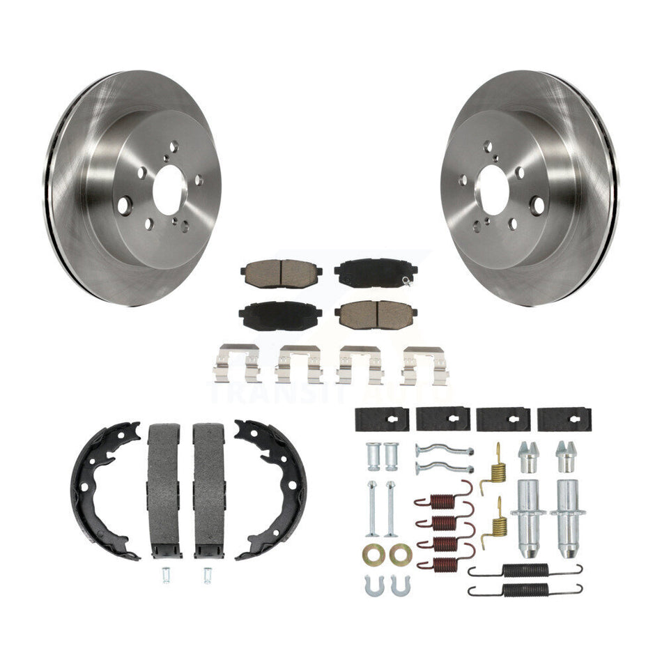 Rear Disc Rotors Ceramic Pads Parking Shoes & Hardware Kit For 14-18 Subaru Forester 2.0L K8C-104505
