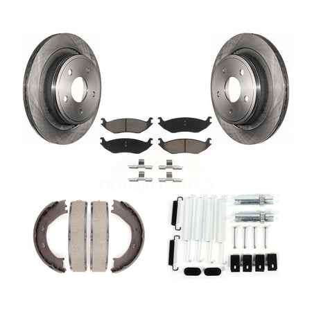 Rear Disc Rotors Ceramic Pads Parking Shoes Hardware Kit For Dodge Ram 1500 Durango Aspen K8C-104511