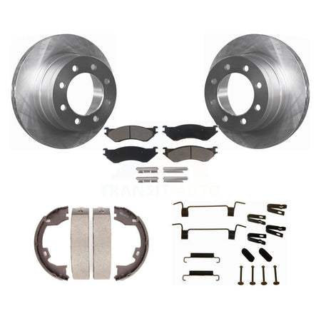 Rear Disc Rotors Ceramic Pads Parking Shoes And Hardware Kit For Dodge Ram 1500 3500 2500 K8C-104512