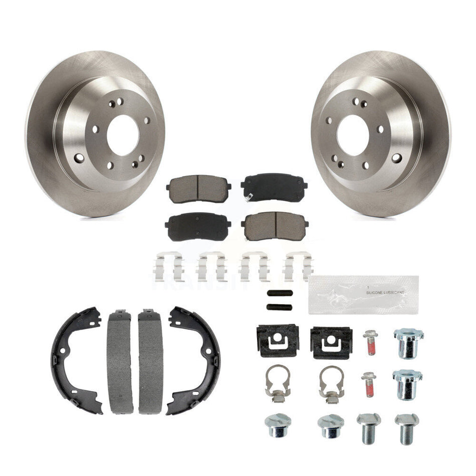 Rear Disc Rotors Ceramic Pads Parking Brake Shoes And Hardware Kit For Kia Sedona K8C-104547