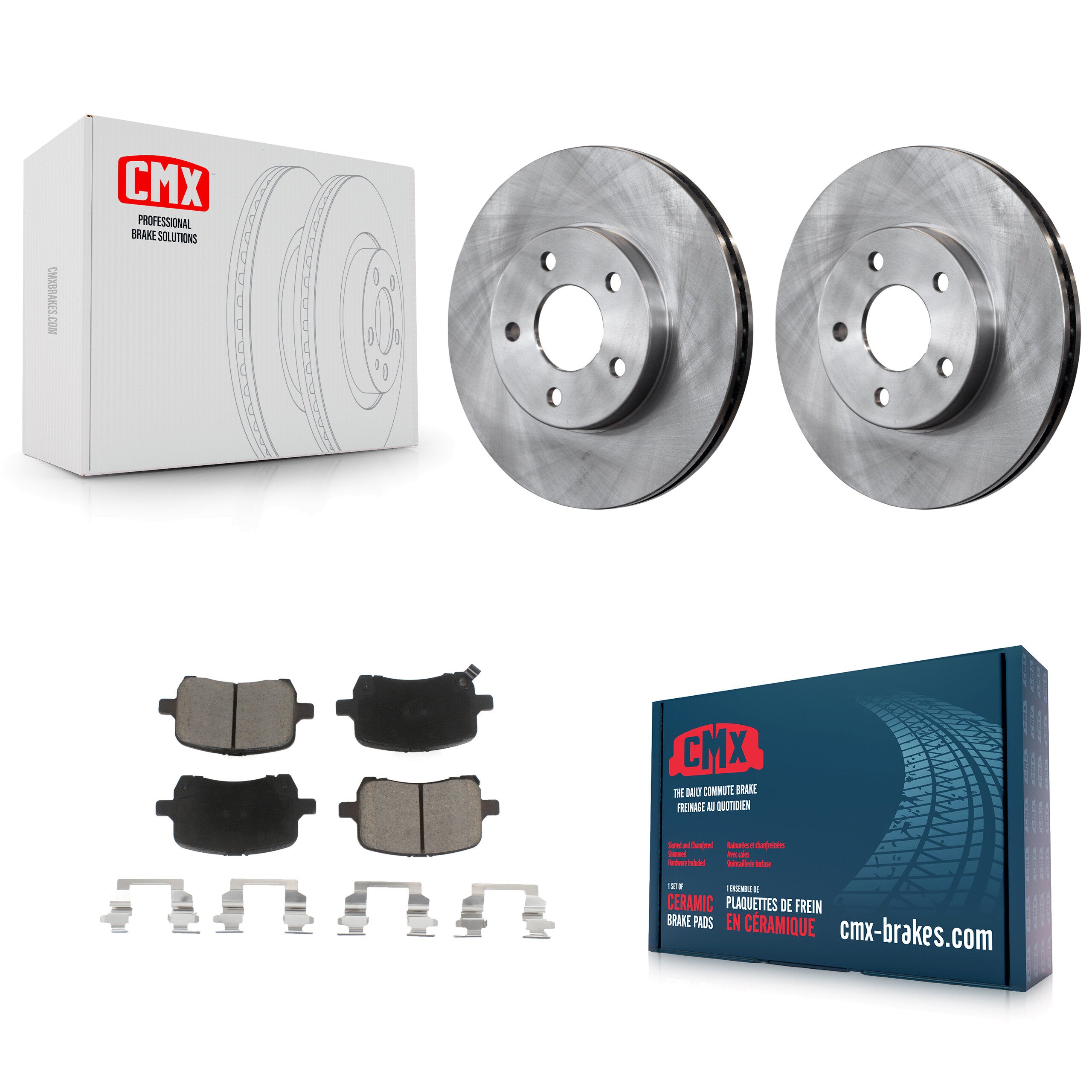 Front Brake Rotors Ceramic Pad Kit For Pontiac G5 With Rear Drum Brakes 5 Lug Wheels K8C-104640