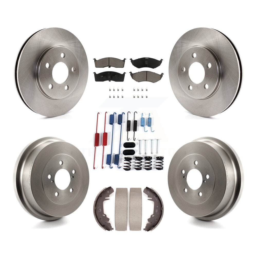 Front Rear Disc Brake Rotors Ceramic Pads And Drum Kit (7Pc) For Chrysler Grand Voyager K8C-104705