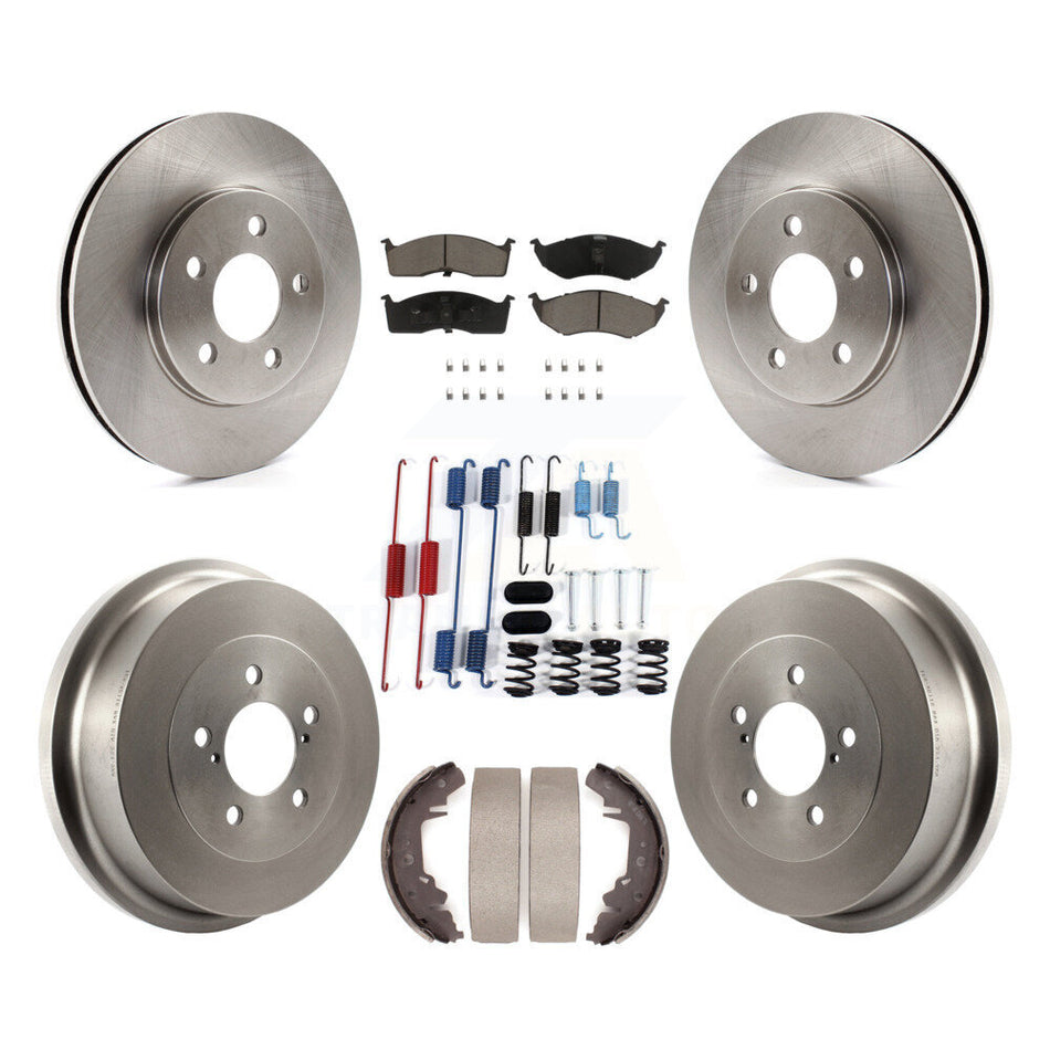 Front Rear Disc Brake Rotors Ceramic Pads And Drum Kit (7Pc) For Chrysler Grand Voyager K8C-104705