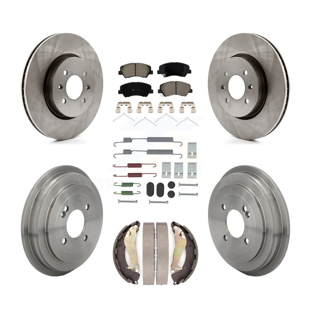Front Rear Disc Brake Rotors Ceramic Pads And Drum Kit (7Pc) For Kia Rio Hyundai Accent K8C-104709