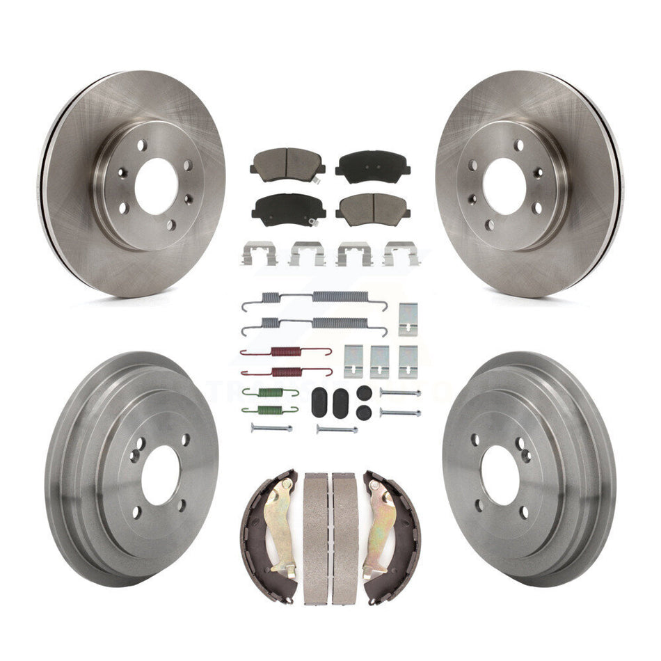 Front Rear Disc Brake Rotors Ceramic Pads And Drum Kit (7Pc) For Kia Rio K8C-104710