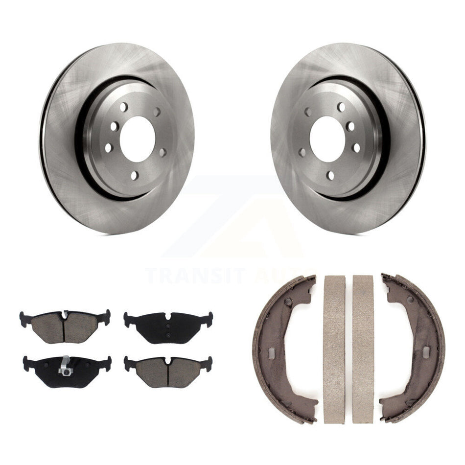 Rear Disc Rotors Ceramic Pads And Parking Brake Shoes Kit For BMW 320i K8C-104721