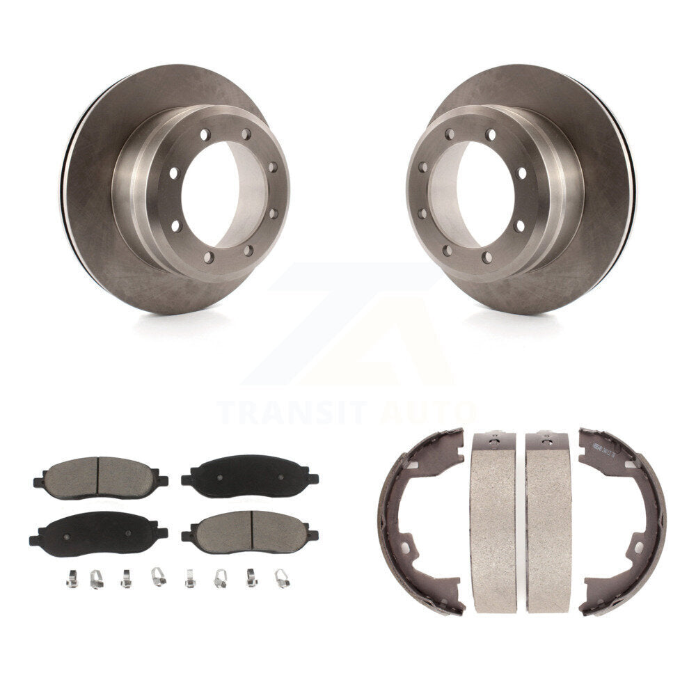 Rear Disc Rotors Ceramic Pads And Parking Brake Shoes Kit For Ford F-250 Super Duty K8C-104722