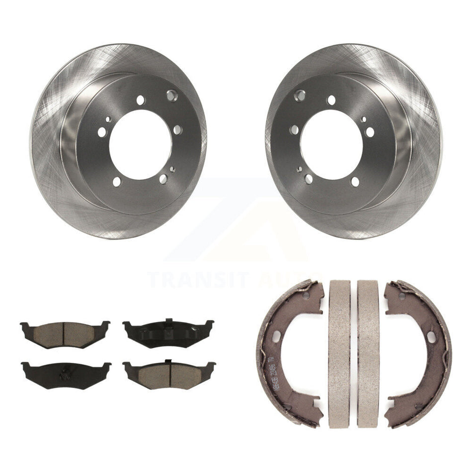 Rear Disc Rotors Ceramic Pads Parking Shoes Kit For Dodge Stratus With 14" Factory Wheels K8C-104724