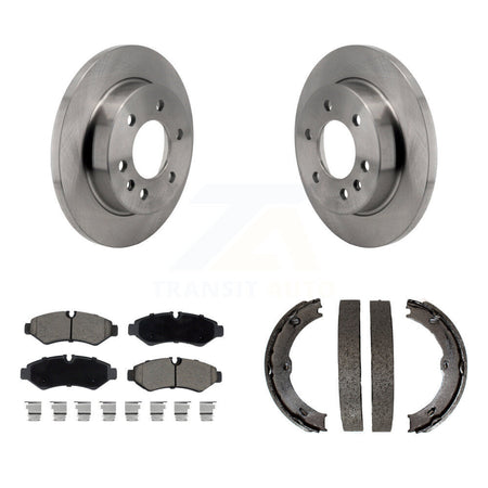 Rear Disc Rotors Ceramic Pads & Parking Brake Shoes Kit For Mercedes-Benz Sprinter 3500XD K8C-104726