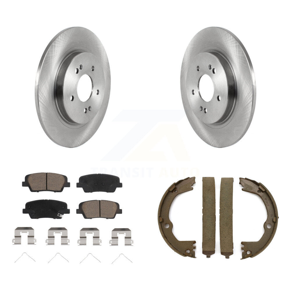 Rear Disc Rotors Ceramic Pads And Parking Brake Shoes Kit For Hyundai Santa Fe K8C-104736