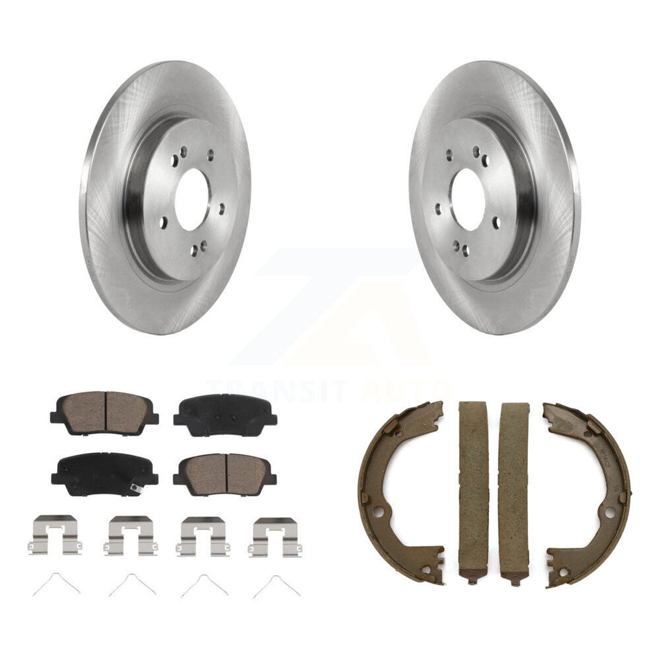 Rear Disc Rotors Ceramic Pads And Parking Brake Shoes Kit For Hyundai Santa Fe K8C-104736
