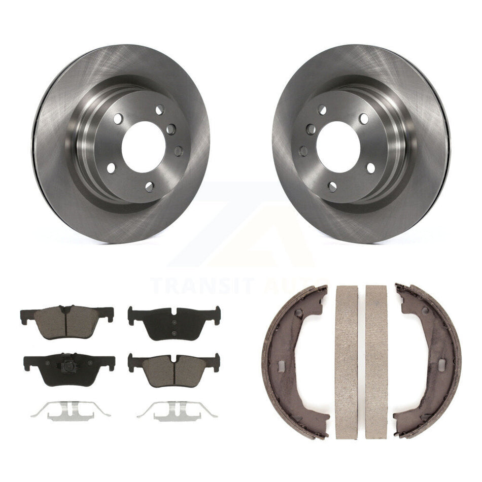 Rear Disc Rotors Ceramic Pads And Parking Brake Shoes Kit For BMW 328i K8C-104737