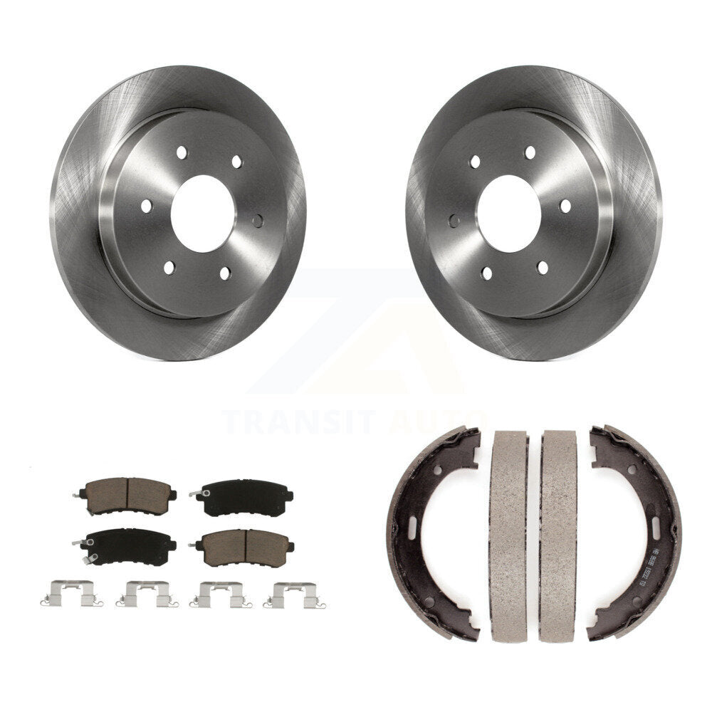 Rear Disc Rotors Ceramic Pads Parking Shoes Kit For 17-19 Nissan Armada With Solid Rotor K8C-104738