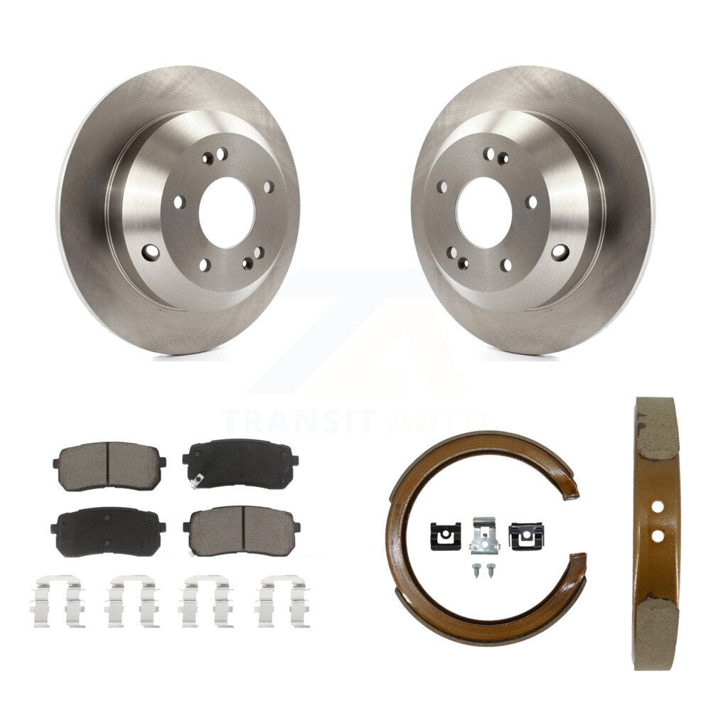 Rear Disc Rotors Ceramic Pads And Parking Brake Shoes Kit For Kia Sedona K8C-104739
