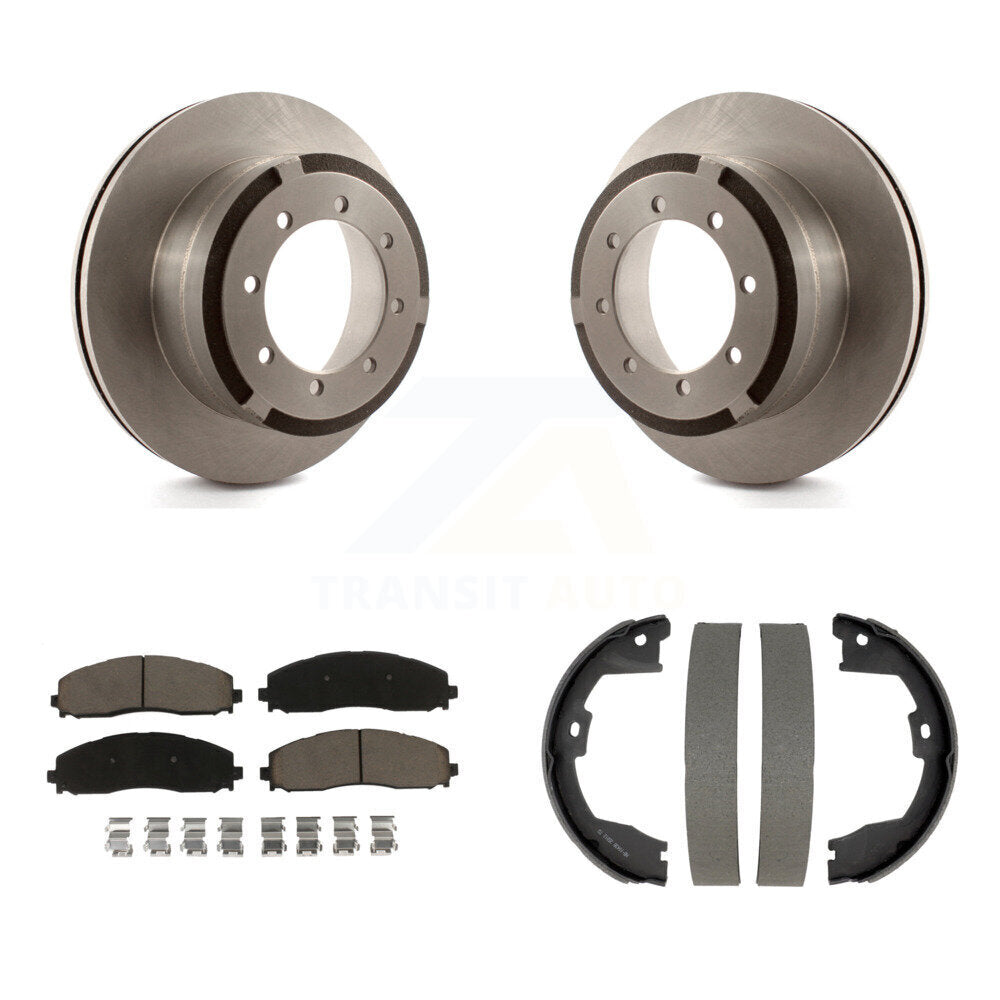Rear Disc Rotors Ceramic Pads And Parking Shoes Kit For Ford F-350 Super Duty F-250 F-450 K8C-104744
