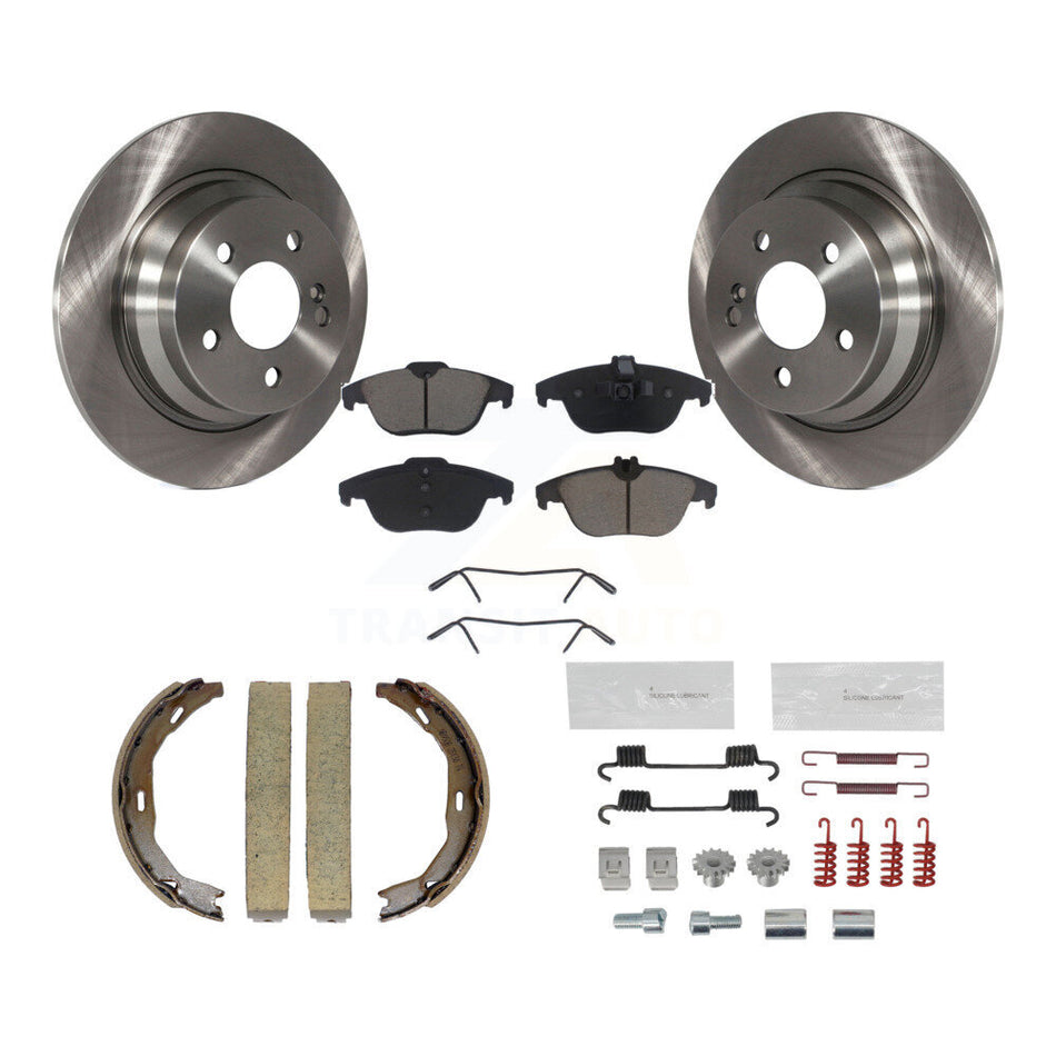 Rear Disc Rotors Ceramic Pads Parking Shoes Hardware Kit For 10 Mercedes-Benz E350 Coupe K8C-104756
