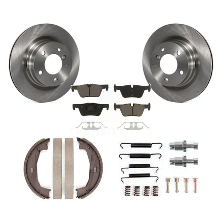 Rear Disc Rotors Ceramic Pads Parking Brake Shoes And Hardware Kit For BMW 328i K8C-104764