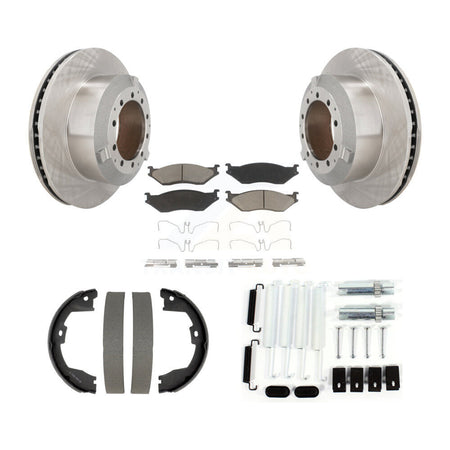 Rear Disc Rotors Ceramic Pads Parking Brake Shoes Hardware Kit For Ford F-450 Super Duty K8C-104780