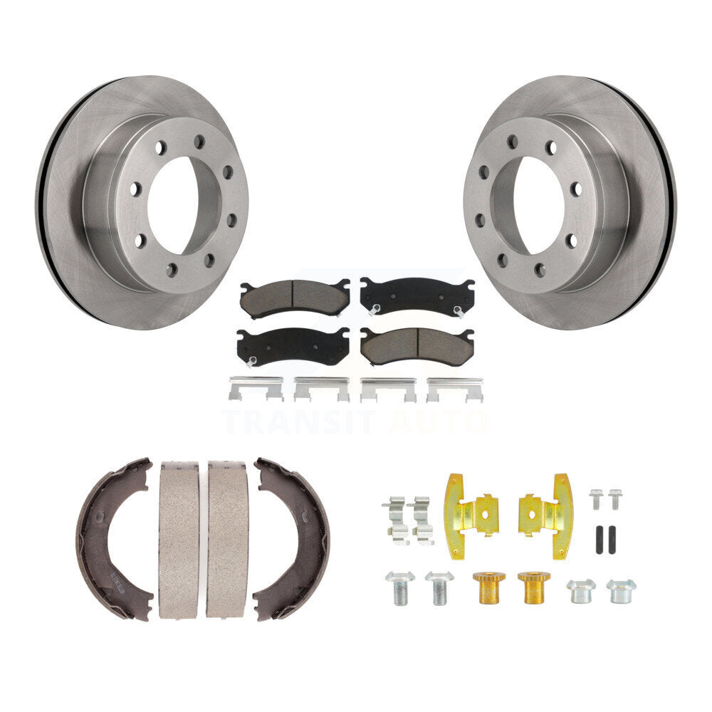 Rear Disc Rotors Ceramic Pads Parking Shoes Hardware Kit For Chevrolet Suburban 2500 GMC K8C-104790