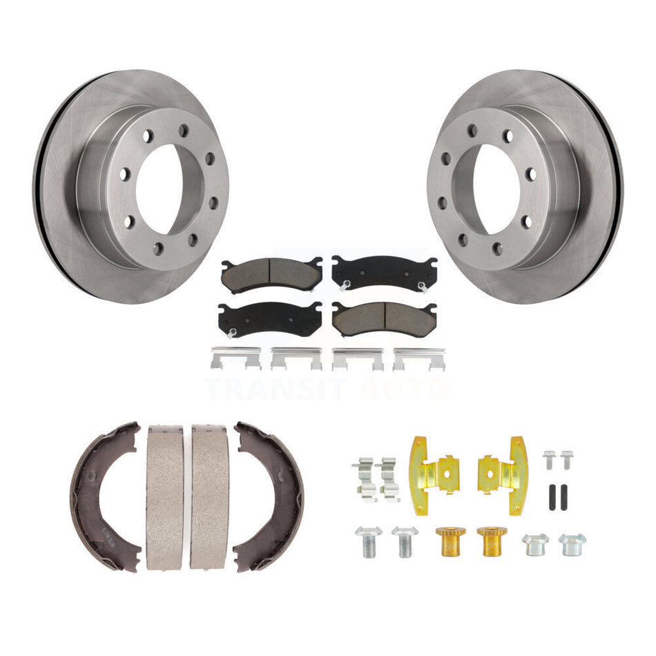 Rear Disc Rotors Ceramic Pads Parking Shoes Hardware Kit For Chevrolet Suburban 2500 GMC K8C-104790