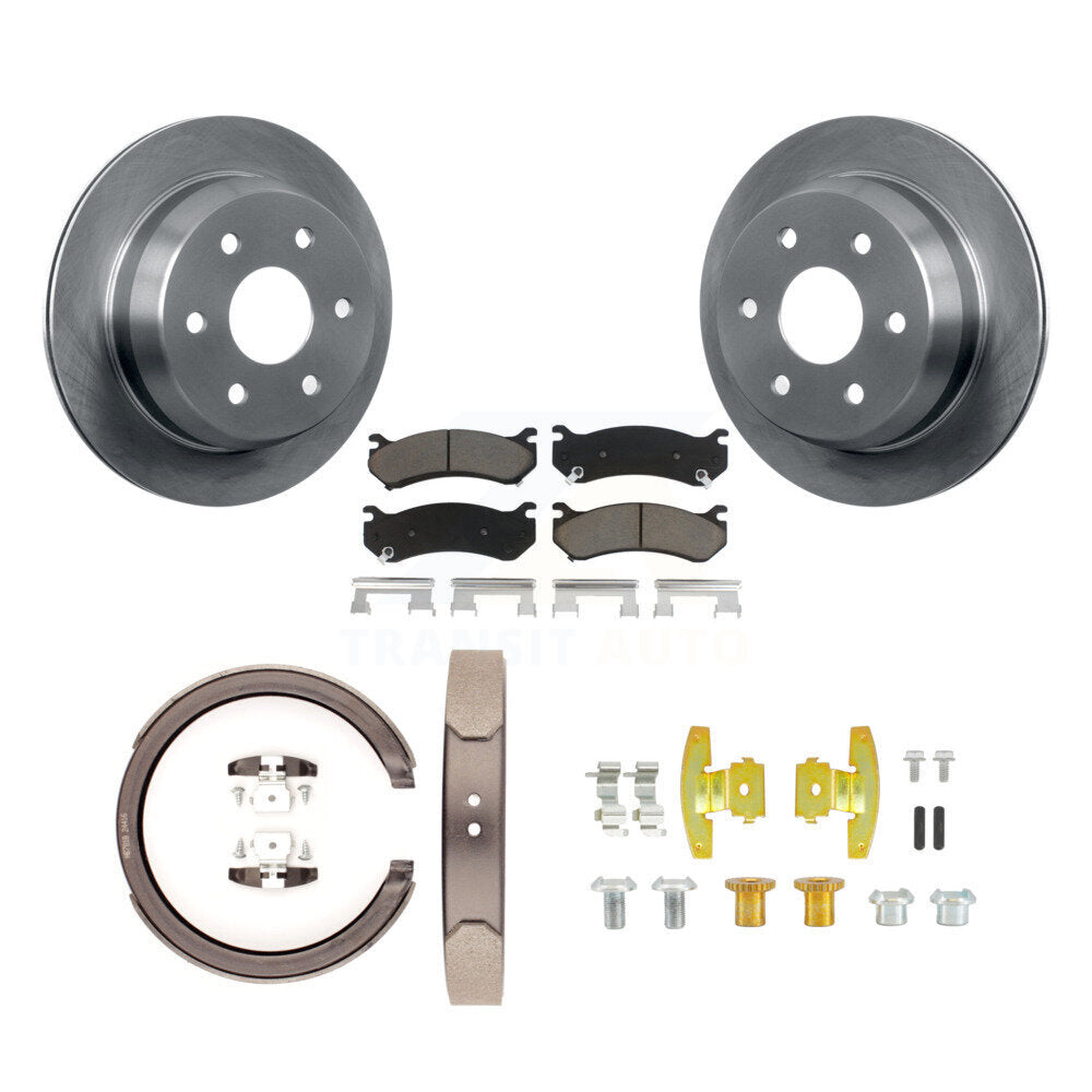 Rear Disc Rotors Ceramic Pads Parking Shoes And Hardware Kit For Chevrolet Suburban 2500 K8C-104792