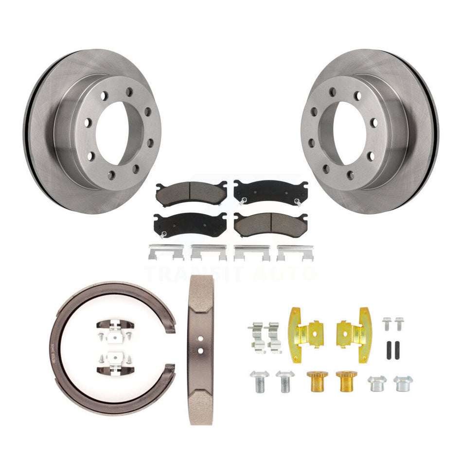 Rear Disc Rotors Ceramic Pads Parking Shoes Hardware Kit For 2003 GMC Yukon XL 2500 8.1L K8C-104793