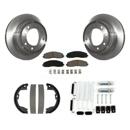 Rear Disc Rotors Ceramic Pads Parking Shoes Hardware Kit For Ford F-350 Super Duty F-250 K8C-104796