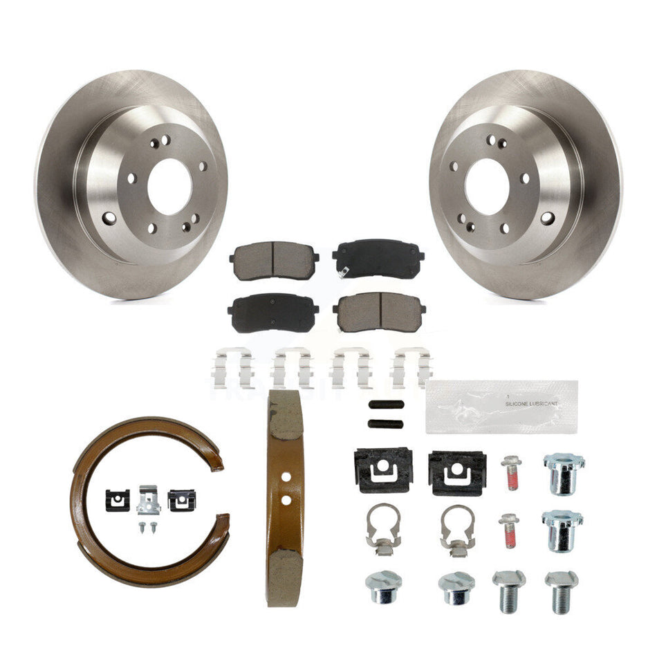 Rear Disc Rotors Ceramic Pads Parking Brake Shoes And Hardware Kit For Kia Sedona K8C-104801