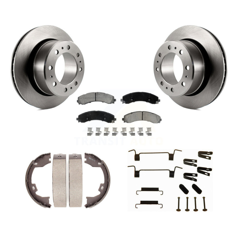 Rear Disc Rotors Ceramic Pads Parking Brake Shoes And Hardware Kit For Ram 3500 K8C-104804