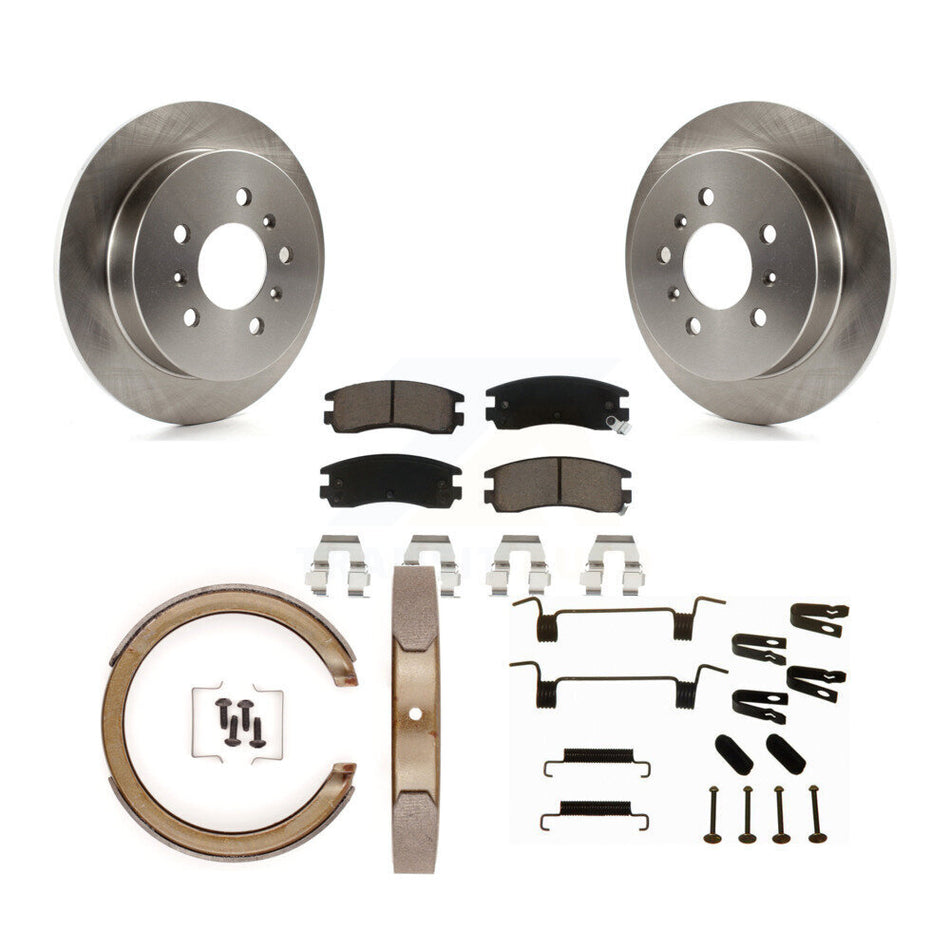 Rear Disc Rotors Ceramic Pads Parking Brake Shoes Hardware Kit For Buick LaCrosse Allure K8C-104807