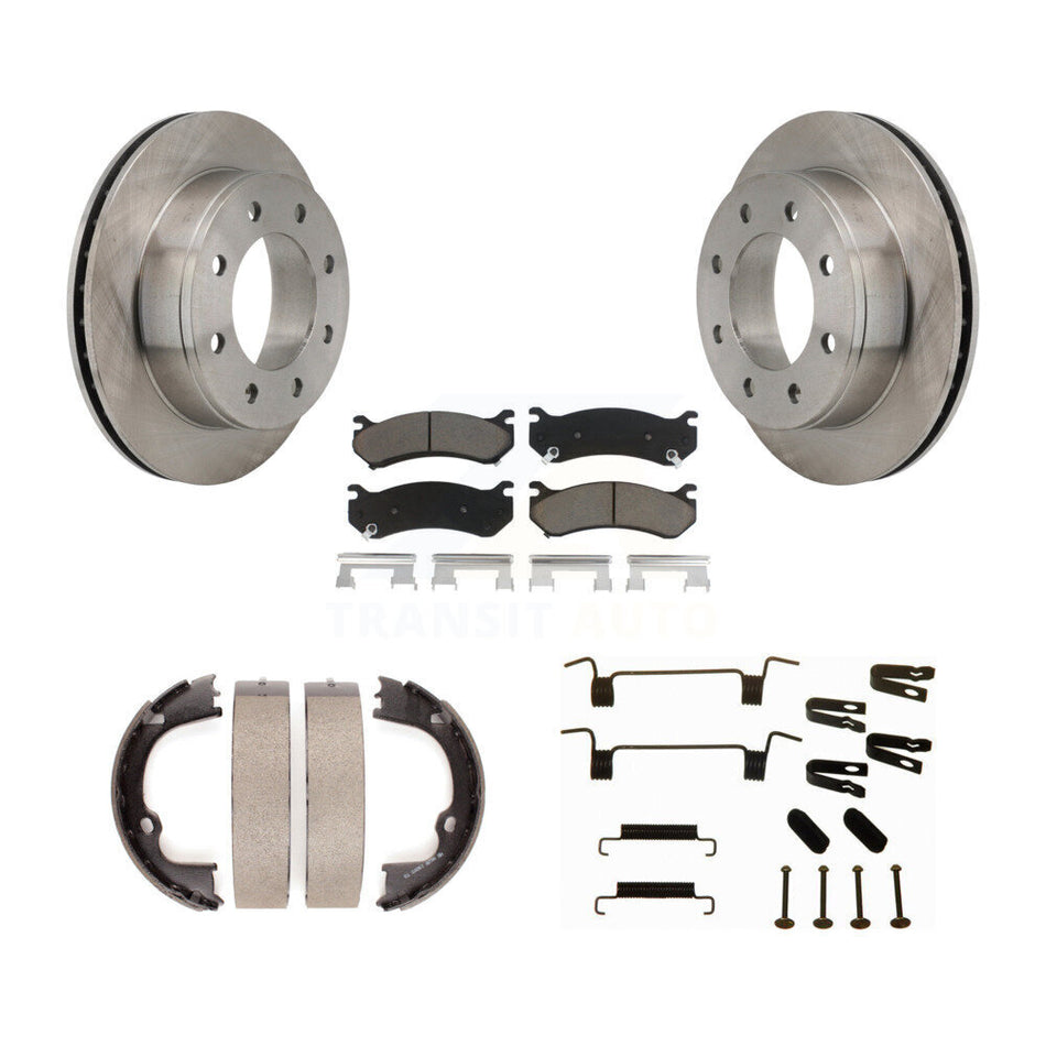 Rear Disc Rotors Ceramic Pads Parking Brake Shoes & Hardware Kit For 2008-2009 Hummer H2 K8C-104808