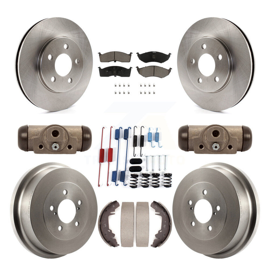 Front Rear Disc Brake Rotors Ceramic Pads And Drum Kit (9Pc) For Chrysler Grand Voyager K8C-104821