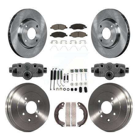 Front Rear Disc Brake Rotors Ceramic Pad Drum Kit (9Pc) For 2008 Nissan Versa 4-Wheel ABS K8C-104823