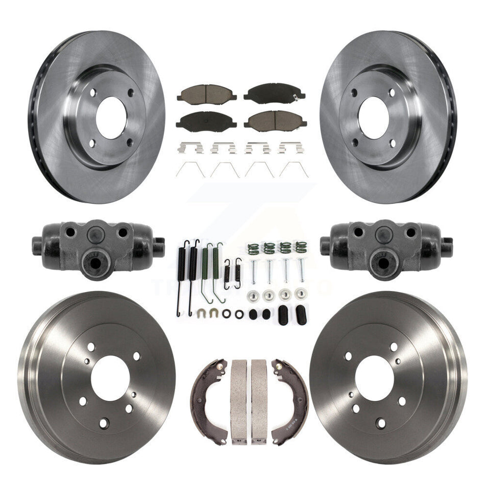 Front Rear Disc Brake Rotors Ceramic Pad Drum Kit (9Pc) For 2008 Nissan Versa 4-Wheel ABS K8C-104823