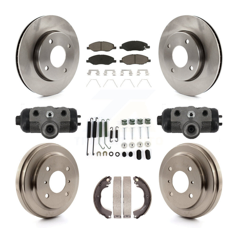 Front Rear Brake Rotors Ceramic Pad & Drum Kit (9Pc) For Nissan Versa Without 4 Wheel ABS K8C-104824