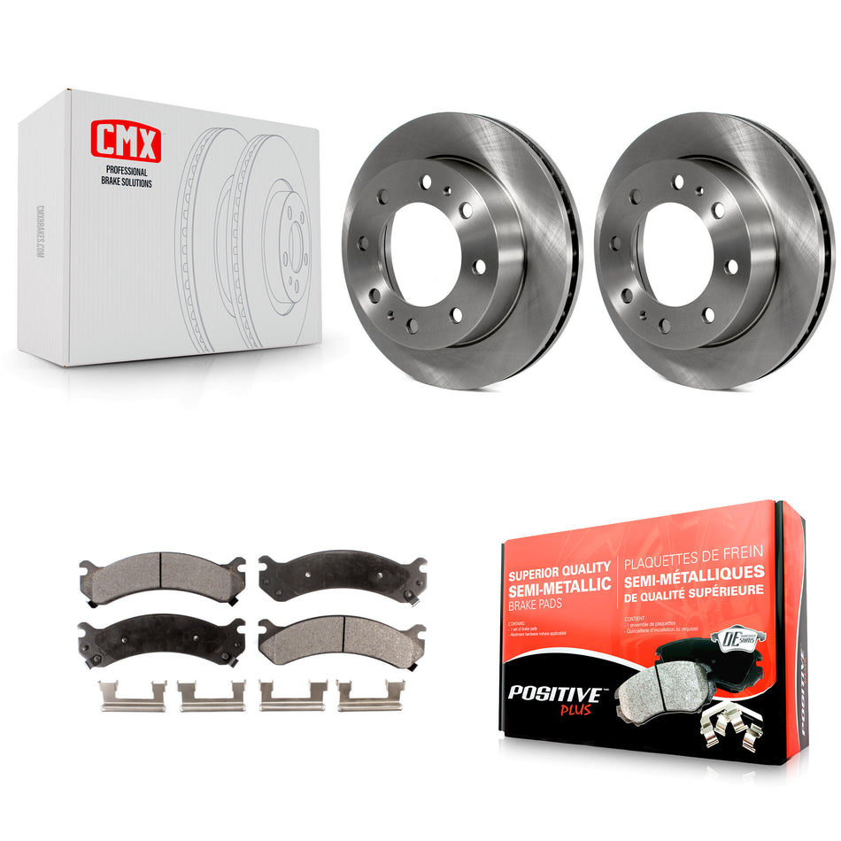 Front Brake Rotor And Semi-Metallic Pad Kit For Chevrolet Silverado 2500 HD GMC Express 3500 Sierra Cadillac DeVille Savana Hummer H2 Classic 1500 Suburban Yukon XL Avalanche K8F-100021