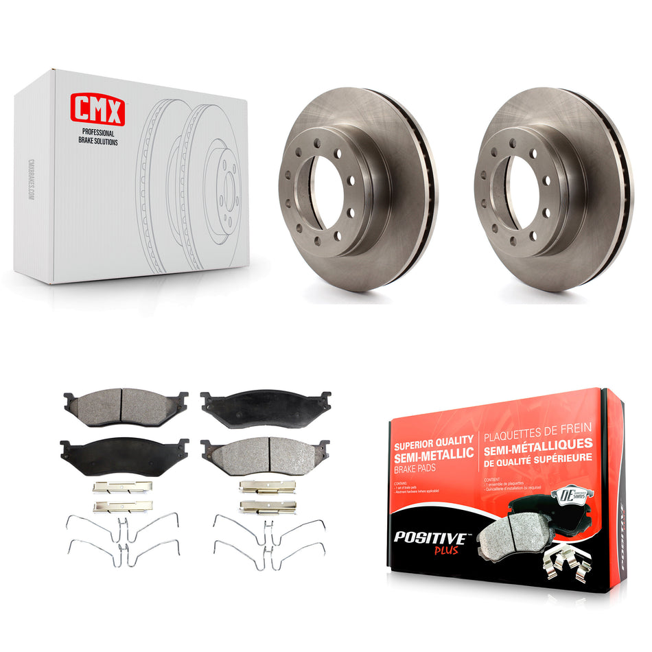 Front Disc Brake Rotors And Semi-Metallic Pads Kit For Ford F-450 Super Duty F-550 International CF500 CF600 K8F-100139