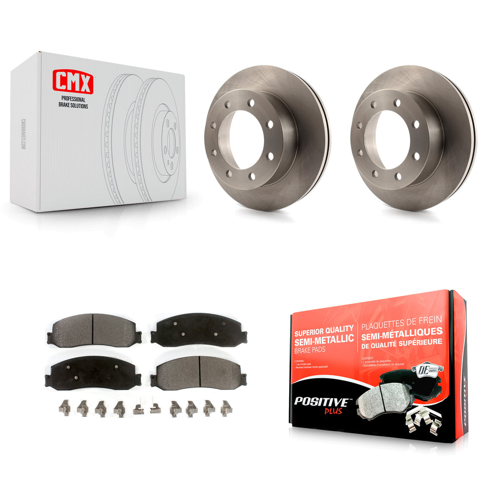 Front Disc Brake Rotors And Semi-Metallic Pads Kit For 2011 Ford F-350 Super Duty 4WD With Dual Rear Wheels K8F-100146