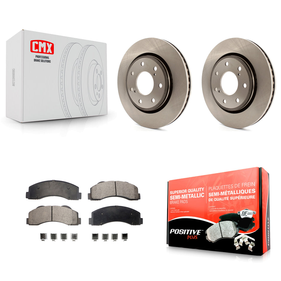 Front Disc Brake Rotors And Semi-Metallic Pads Kit For 2010-2014 Ford F-150 With 7 Lug Wheels K8F-100166