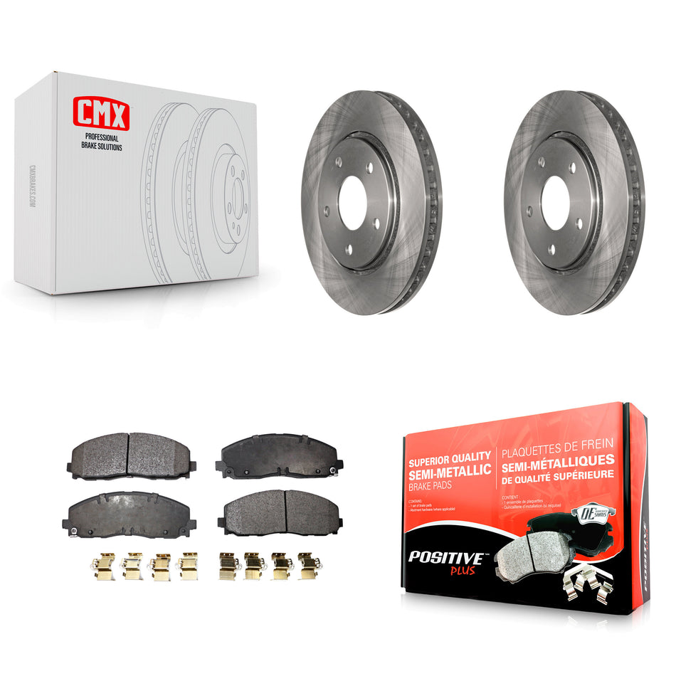 Front Disc Brake Rotors And Semi-Metallic Pads Kit For 2017-2018 Dodge Grand Caravan With Single Piston Caliper K8F-100229